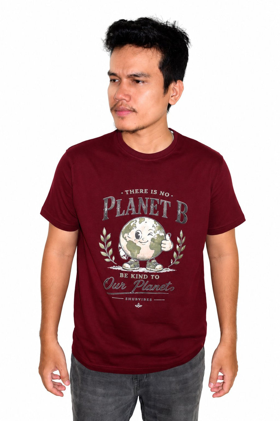 Planet B Regular Fit T-Shirt — Maroon