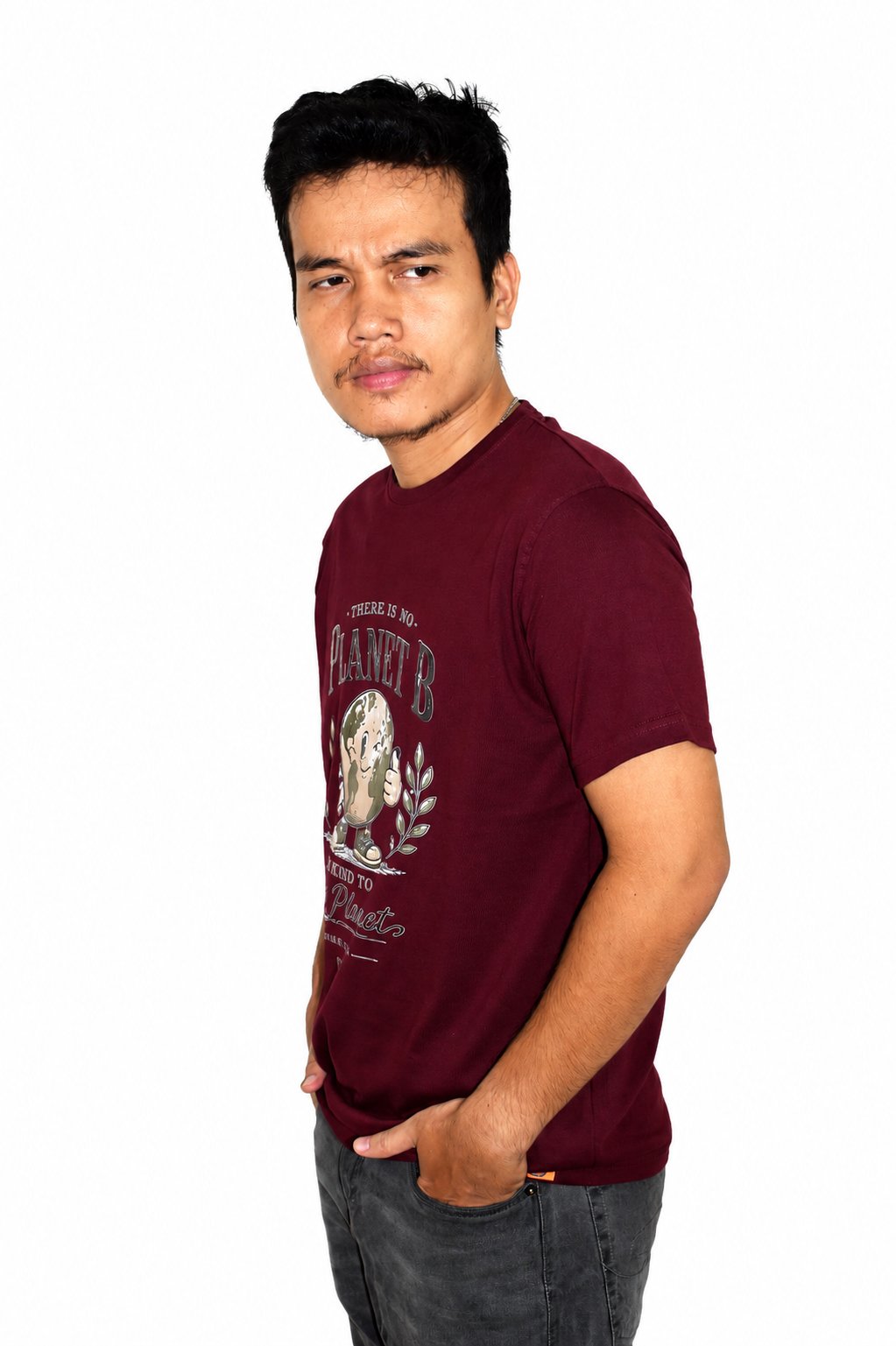 Planet B Regular Fit T-Shirt — Maroon