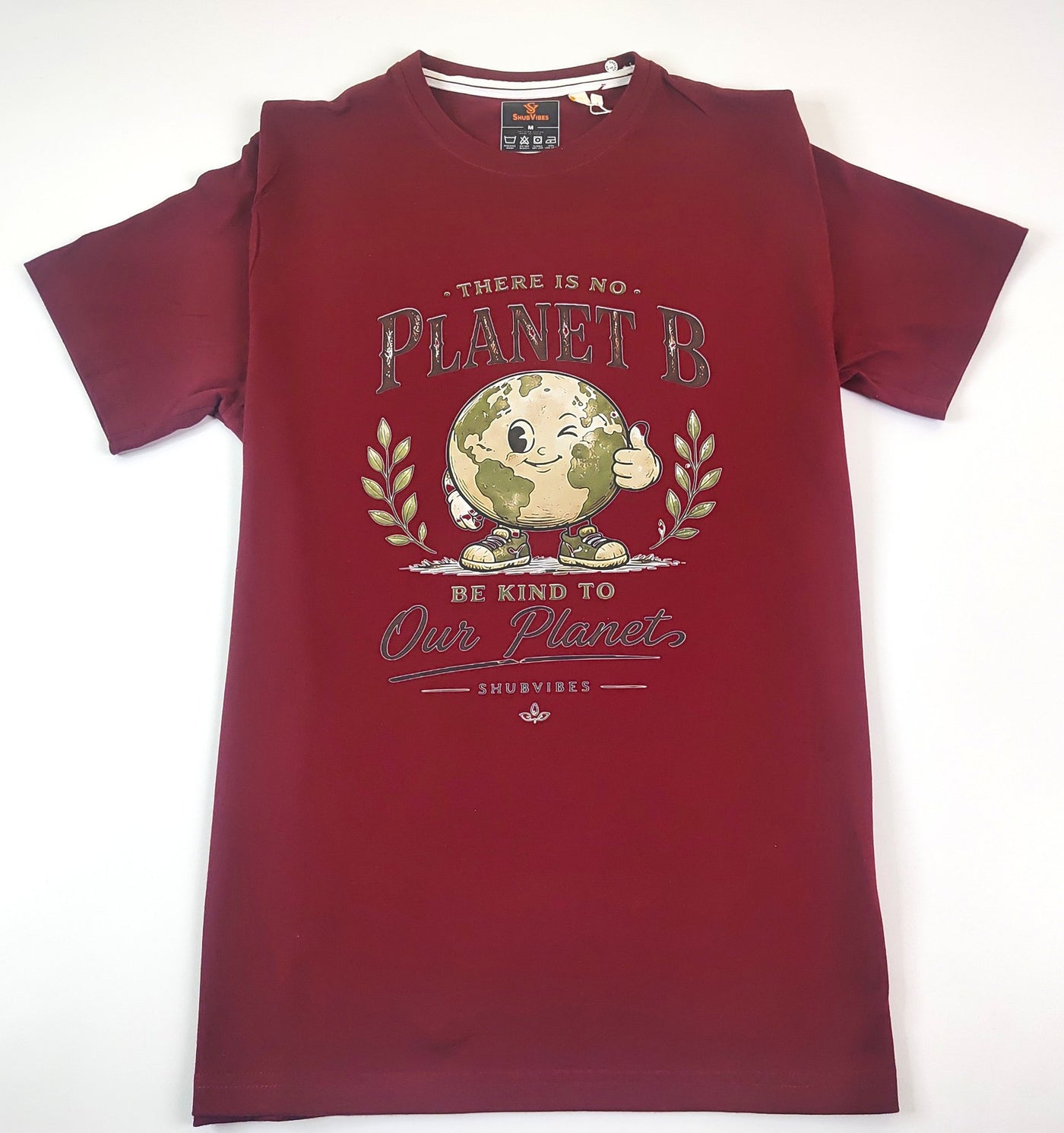 Planet B Regular Fit T-Shirt — Maroon