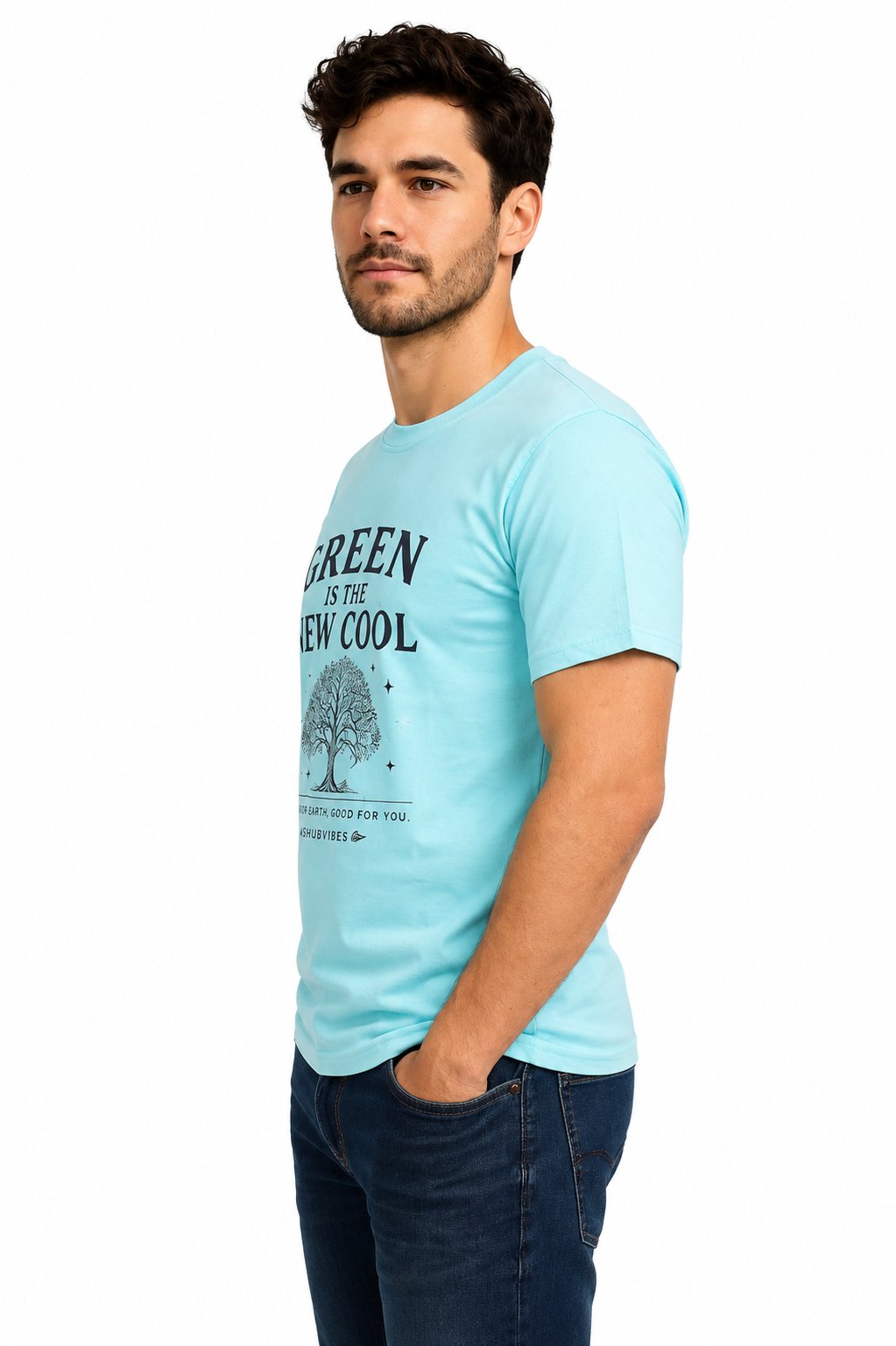 Green Is The New Cool Regular Fit T-Shirt — Mint Blue