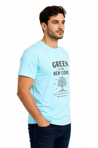 Green Is The New Cool Regular Fit T-Shirt — Mint Blue