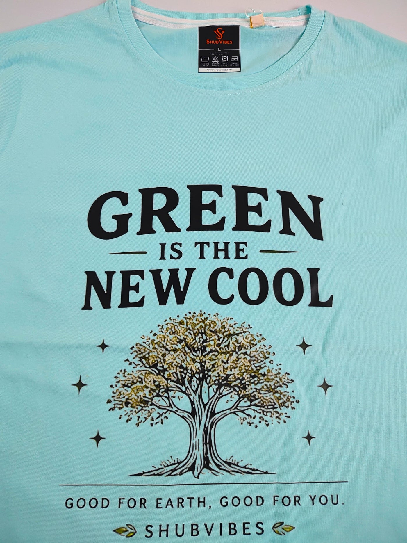 Green Is The New Cool Regular Fit T-Shirt — Mint Blue