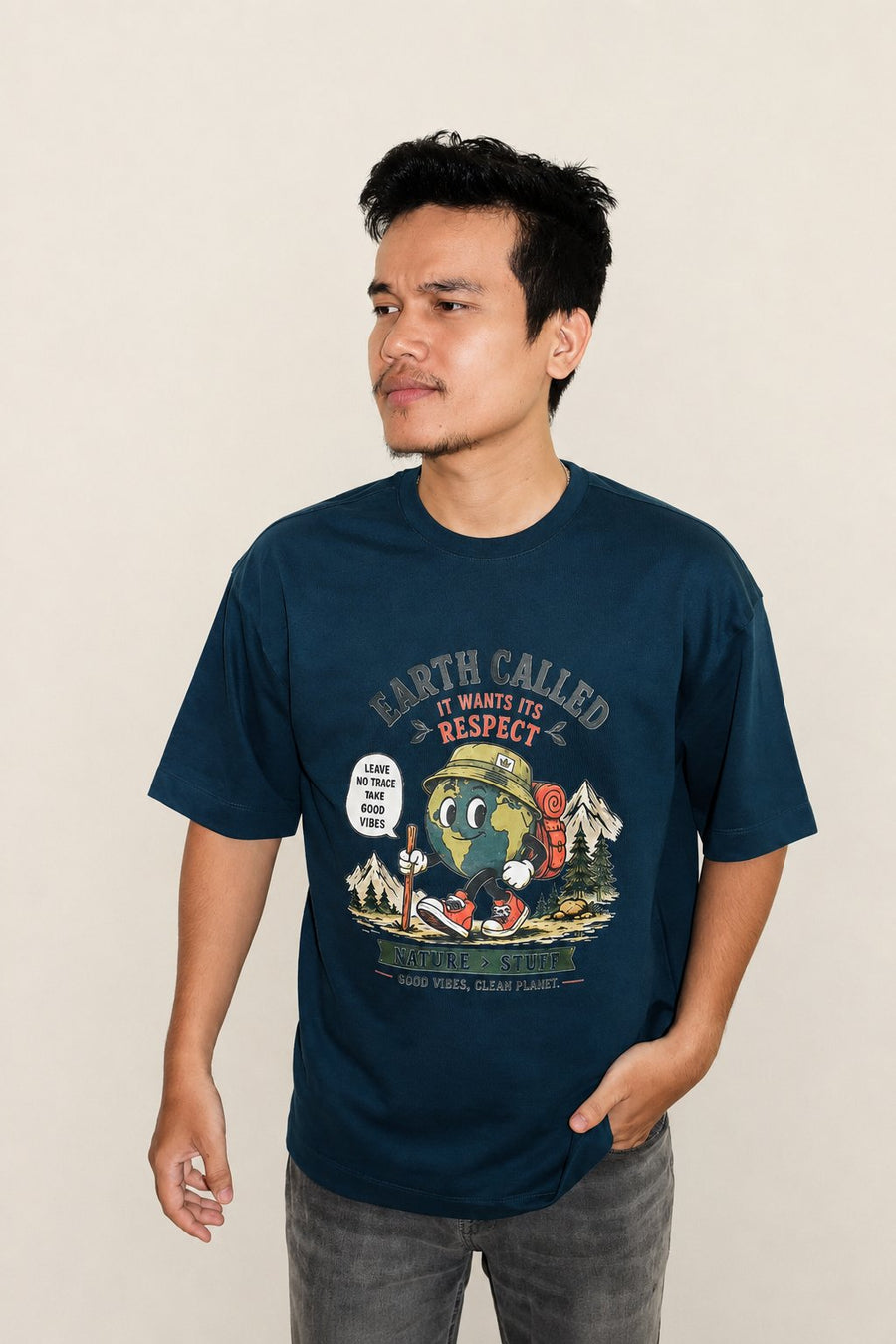 Earth Called Oversized T-Shirt — Petrol