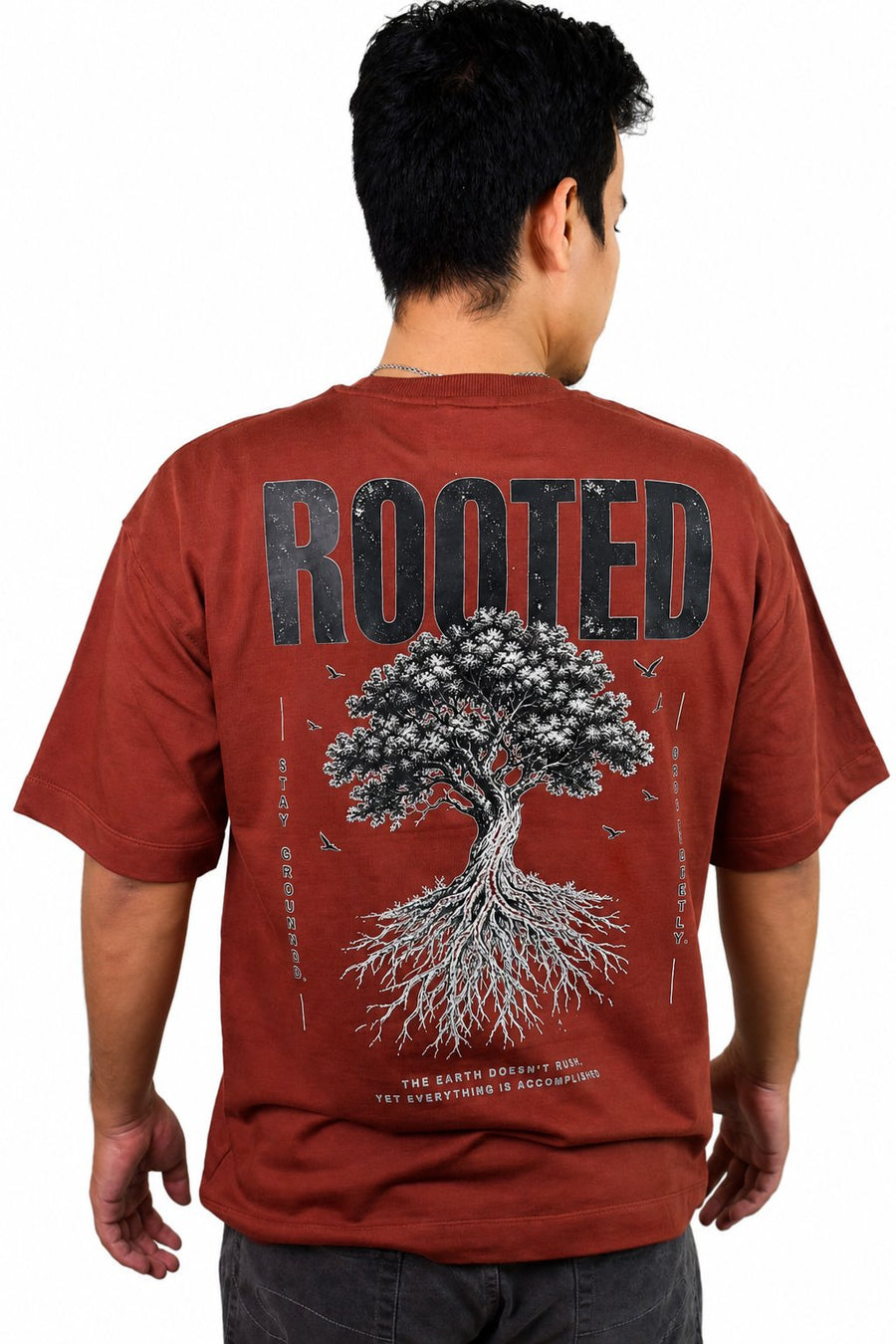 Rooted Oversized T-Shirt — Rust