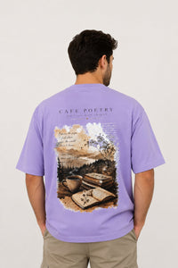 Cafe Poetry Oversized T-Shirt — Violet