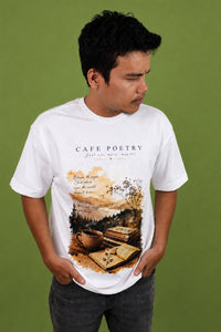 Cafe Poetry Oversized T-Shirt — White