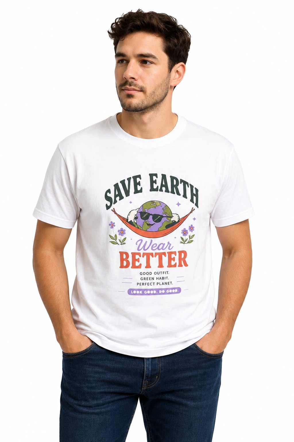 Save Earth Regular Fit T-Shirt — White