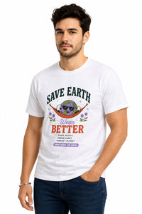 Save Earth Regular Fit T-Shirt — White