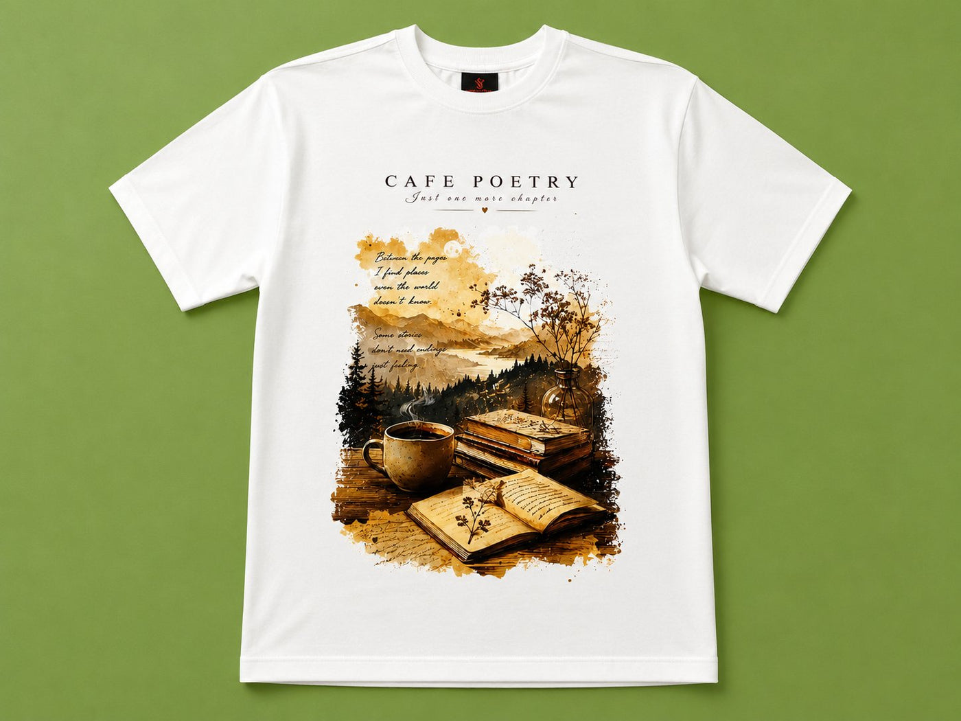 Cafe Poetry Oversized T-Shirt — White