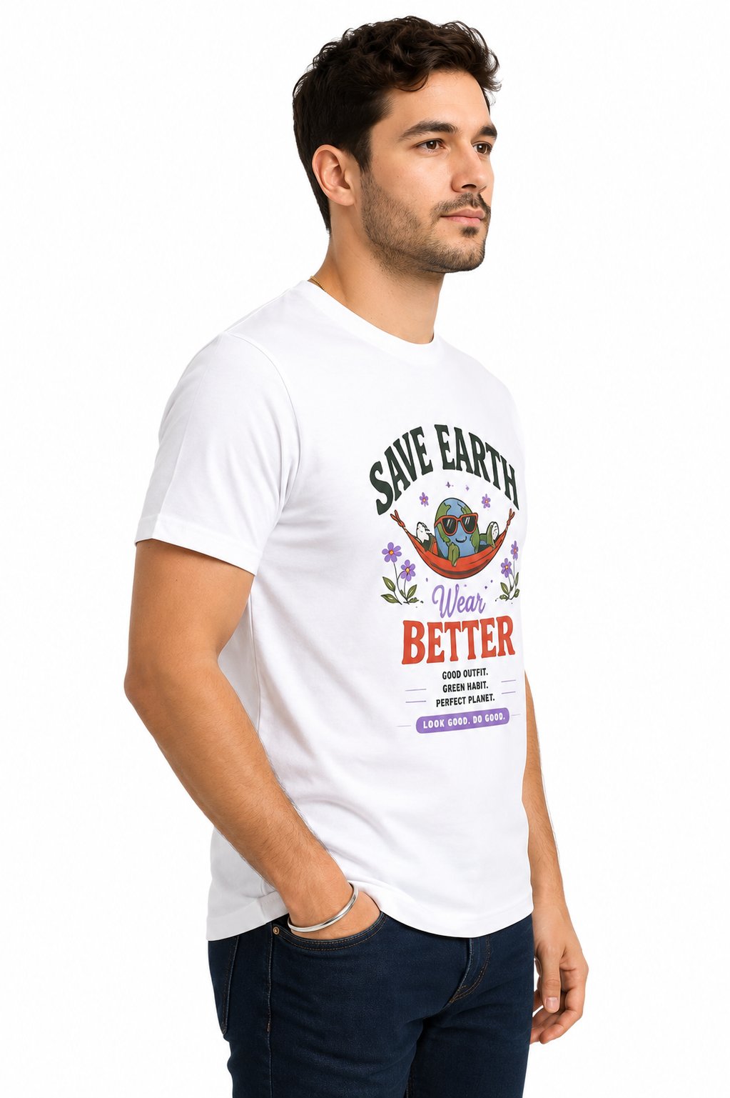 Save Earth Regular Fit T-Shirt — White