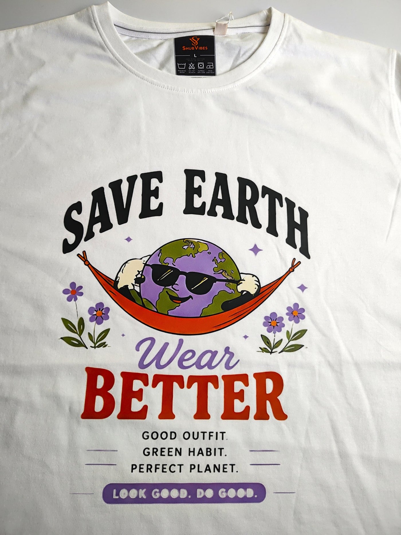 Save Earth Regular Fit T-Shirt — White