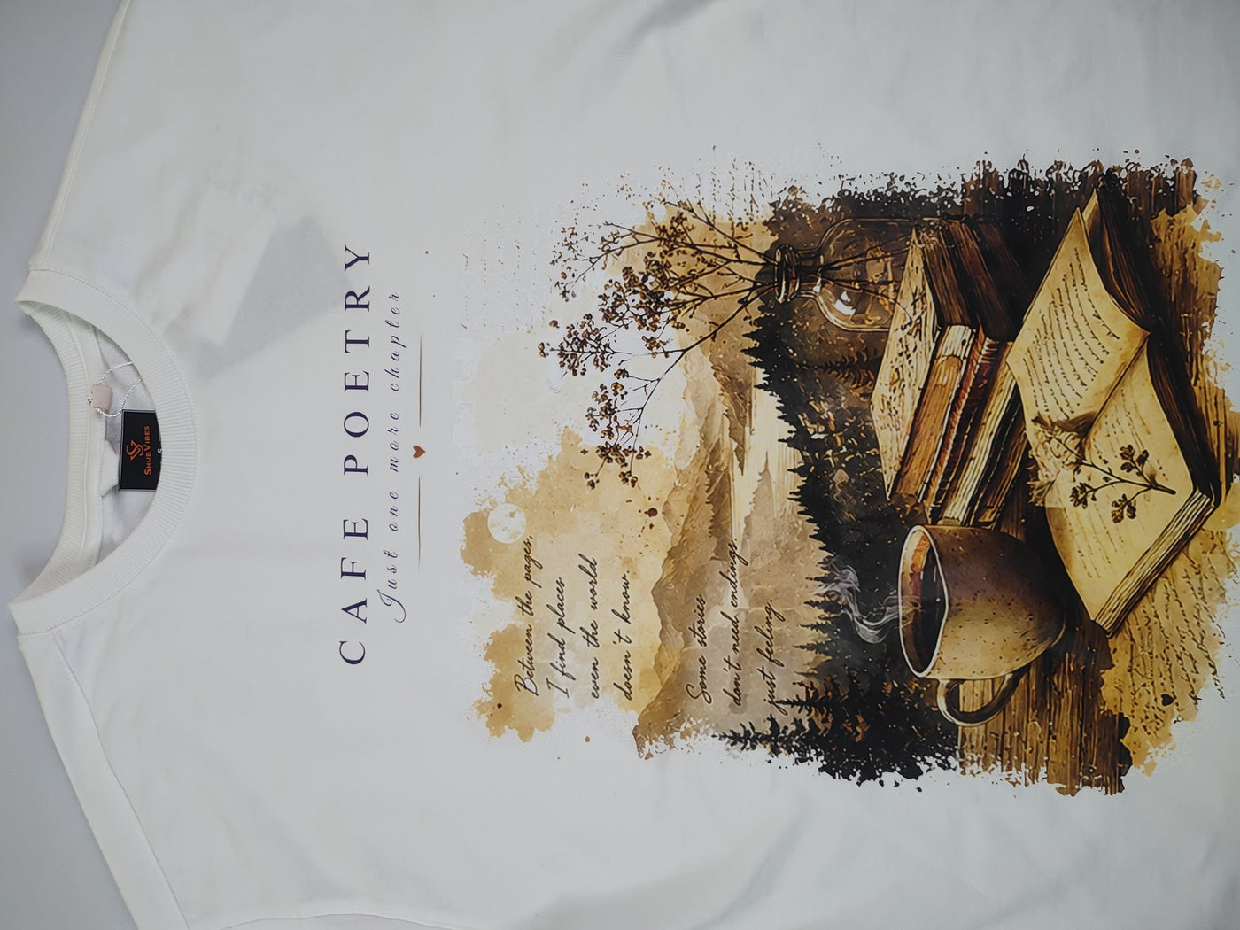 Cafe Poetry Oversized T-Shirt — White